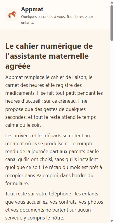 L'application Appmat sur mobile